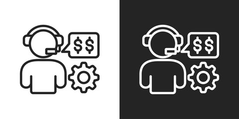 Customer Service Icon In Black And White Line Style