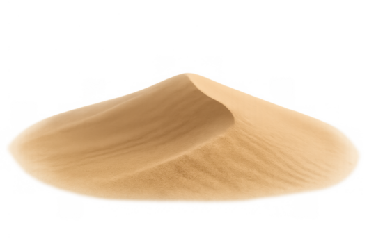Sand dune isolated on transparent background illustrating desert landscapes, arid climates, and environmental elements