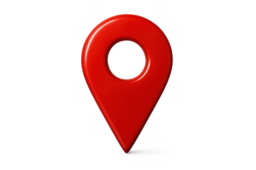 Red 3d location pin icon representing destination, navigation, and mapping points on a transparent background