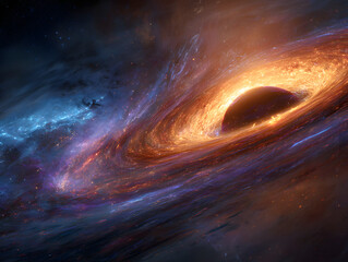A cosmic whirlpool a black holes fiery embrace in the depths of space