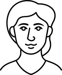 Continuous one line face drawing art on white transparent background