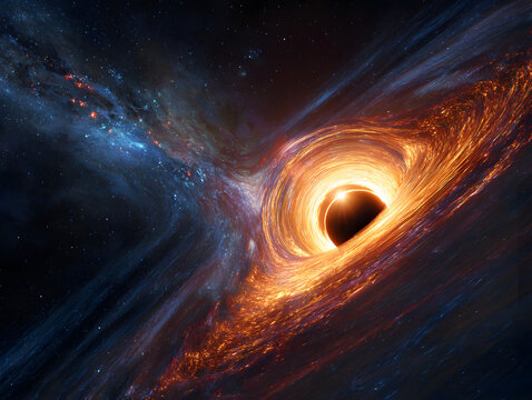 Abyssal vortex a black holes gravitational pull warps the fabric of space