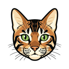 Fototapeta premium Domestic Cat Portrait A Beautiful Bengal Feline Face with Striking Green Eyes