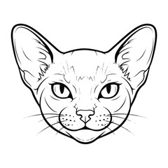 Obraz premium Cat Face Outline Art Detailed Linear Drawing for Design & Creative Projects