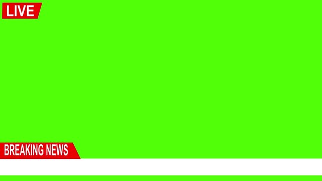 Breaking News - Lower third live breaking news green screen and seamless looping. Green Screen for footage. Modern news concept backdrop