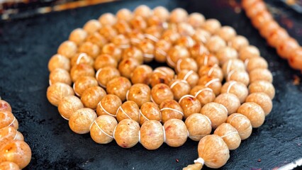 Traditional Sausage Grilled on Street Food Stall, Thai street food, Traditional Sausage 