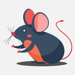 Cute cartoon mouse animal character with cheese vector illustration