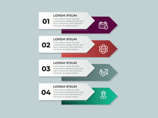 4 Steps Infographics Design Template - Graph, Pie chart, workflow layout, squire diagram, brochure, report, presentation, web design Editable Vector illustration