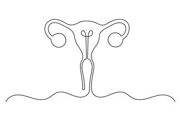 Female women uterus continuous one line drawing of minimalist vector illustration