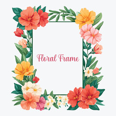 Floral greeting card with flower frame pattern for spring and summer nature border decoration
