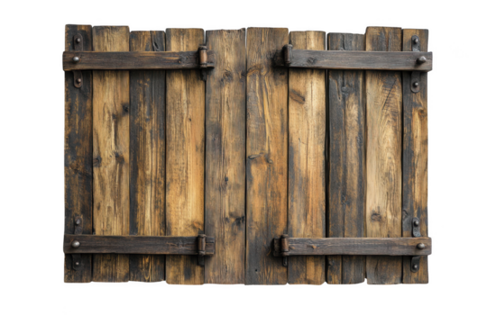 Rustic wooden barn door texture, old wood planks, vintage style, farmhouse decor, weathered surface, isolated on transparent background - Powered by Adobe