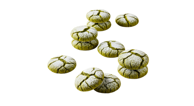 Matcha Cookies Placement on Smooth White Studio Background