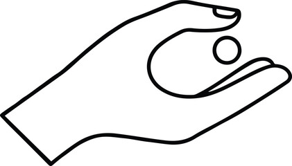 Hand Holding Pill Line Icon - Medical Medicine Tablet Vector Symbol