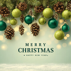 Festive christmas decoration with pine cones and ornaments for the holiday season