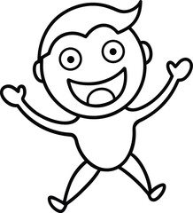 Joyful Expression Line Art on White Background Transparent Background