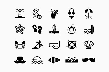 Set of beach logo icon illustration