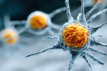 Microscopic visualization of immune system cells
