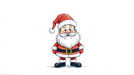 Hand-Drawn Santa Claus Cartoon with Hard Light and Textured Pencil Strokes