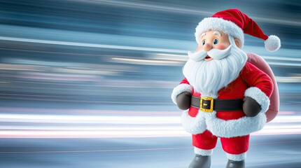 Long-Exposure Pastel Santa Claus Cartoon with Soft Motion Trails