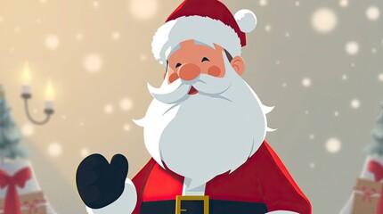 Dramatic Cinematic Santa Claus Cartoon in Modern Flat 2D Design