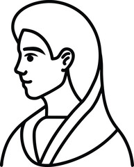Mysterious Male Profile Line Art on White Background Transparent Background