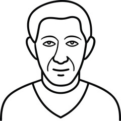 Old Man Minimal Portrait Line Art on White Background Transparent Background