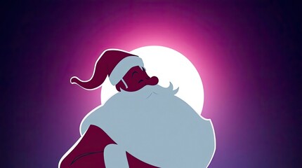 Graceful Silhouetted Santa Claus Cartoon with Elegant Backlighting
