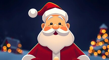 Geometric Santa Claus Logo in Warm Golden Hour Light with Clean Symmetry