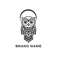 Minimalist Owl Logo Design with Circular Halo Element.