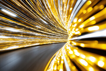 Dynamic abstract light lines forming a futuristic tunnel, technology and speed
