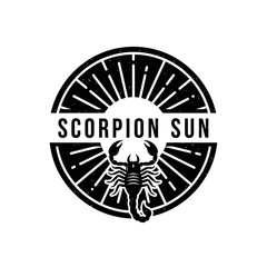 Scorpion Sun Logo Design Black and White.