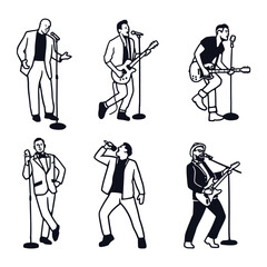 Collection of Male Singers and Guitarist Icons