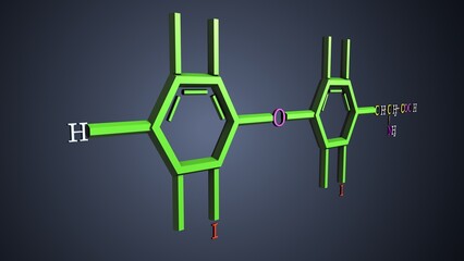 triiodothyronine formula anatomy. 3d illustrations