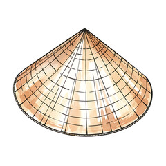 Vietnamese Conical Hat (Non La) Watercolor Clipart, Isolated on White Background, High-Quality Illustration