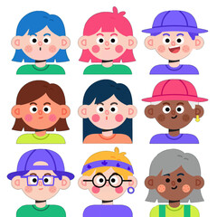 Fototapeta premium Colorful Cartoon Characters with Diverse Styles and Expressions