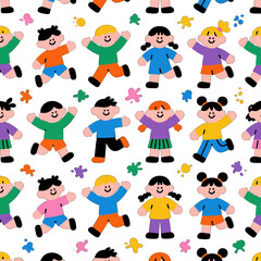 Colorful Cartoon Children Playing with Paint Splashes