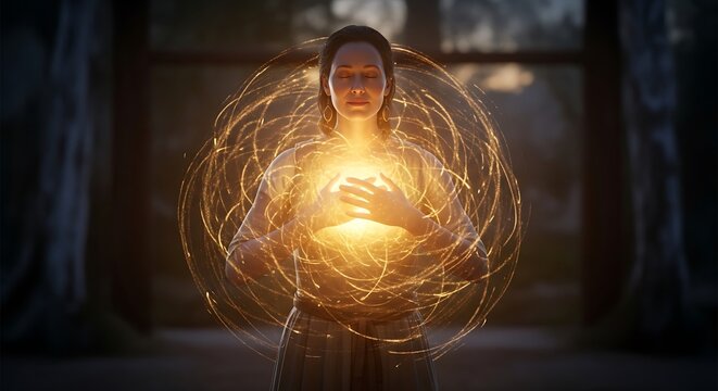 Radiant Aura A Woman's Serene Embrace of Inner Light and Energy, whsisk_6qe61w_via_RJ_Whisk