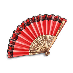 Cultural Symbolism, Decorative Fan, Art Scene, Clipart, Isolated Background, Artistic Perspective, Traditional Design