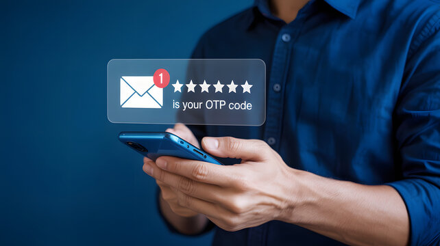 Secure your account with one-time password mobile verification, protecting digital identity with OTP code sent to smartphone for online authentication