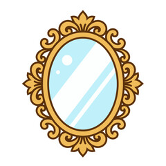 Elegant Gold-Framed Mirror with Decorative Design