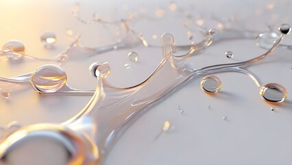 Oil splatters up close against a white backdrop. 3D rendering