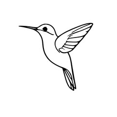 Obraz premium Stylized Hummingbird Icon: Single, Black, Outline-