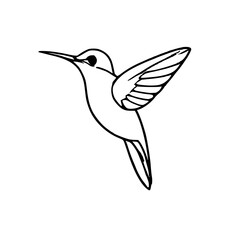Obraz premium Stylized Hummingbird Icon: Single, Line Art, Black