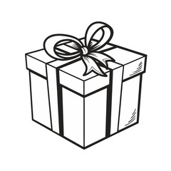 Balck Friday gift box silhouette with ribbon black fill white