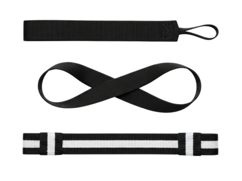 Three black straps on a black background transparent background cutout png