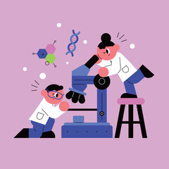 Young Scientists Exploring Science. Children's science experiments. Future education.