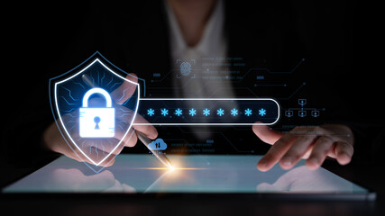 A concept of advanced network security. This system combines password protection with biometric fingerprint authentication and cloud data verification for secure access. Fermion