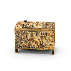 detailed ancient Egyptian box with historic carvings
