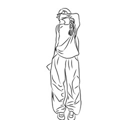 irl Covering Face with Hand Line Art
​
2. Woman in Oversized Pants Outline Illustration
​
3. Minimalist Line Drawing of a Girl with Braid Covering Face
 
Kata Kunci:
 
- line art
​
- o
girl in a dress