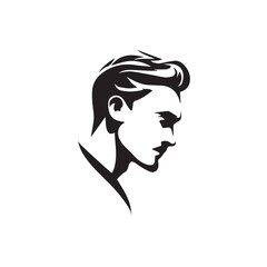 Black Vector Illustration of a Handsome Man in Clean Minimal Line Art Style on White Background